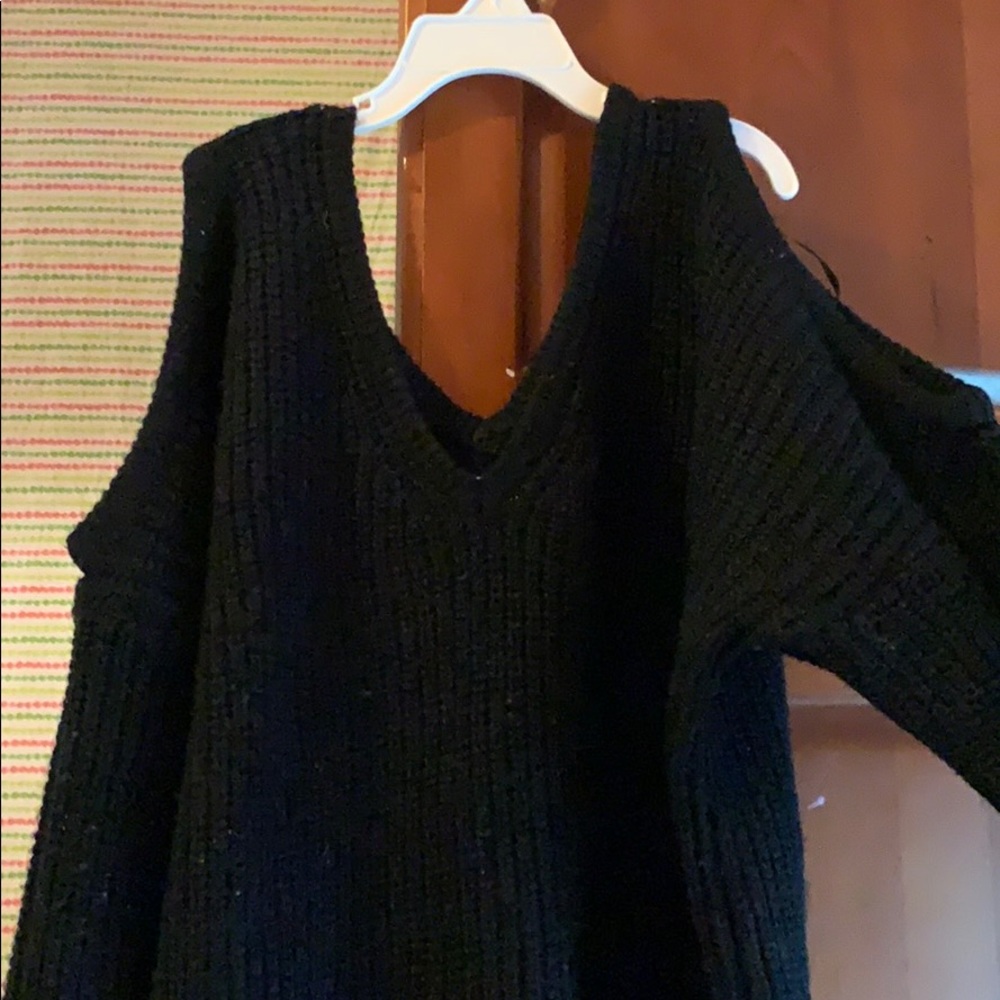 Cold shoulder black sweater